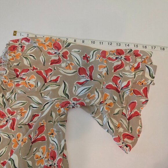 NWOT -- Ava & Viv Floral 100% Rayon Tie-Front Blouse, Flutter Sleeves – Size 2x - Picture 7 of 10
